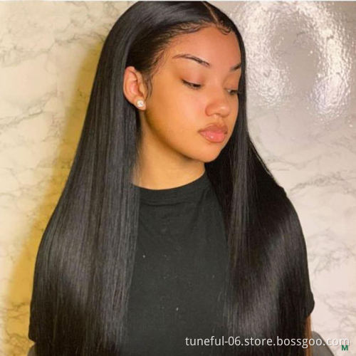 China Vendor Wholesale Virgin Brazilian HD Full Lace Frontal Wigs Natural Transparent Lace Front Human Hair Wig for Black Women
